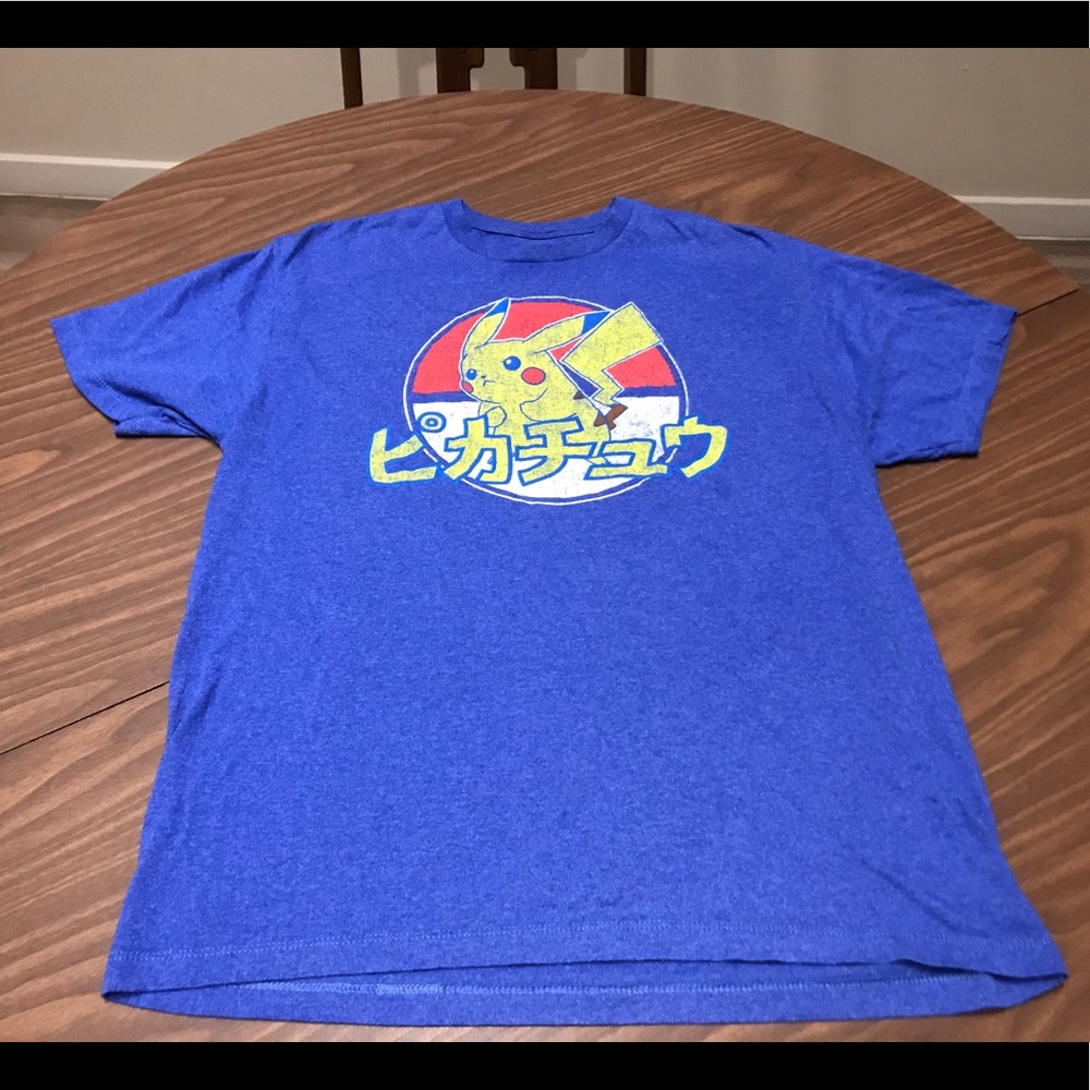 Pikachu Japanese Letters Pokemon Mens Size Large